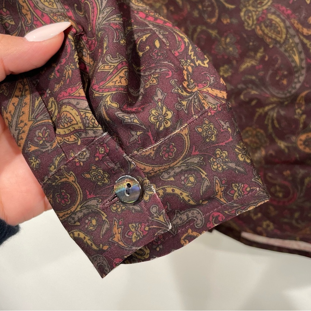 Jones New York Silk Paisley Button Up Longsleeve - Picture 7 of 13
